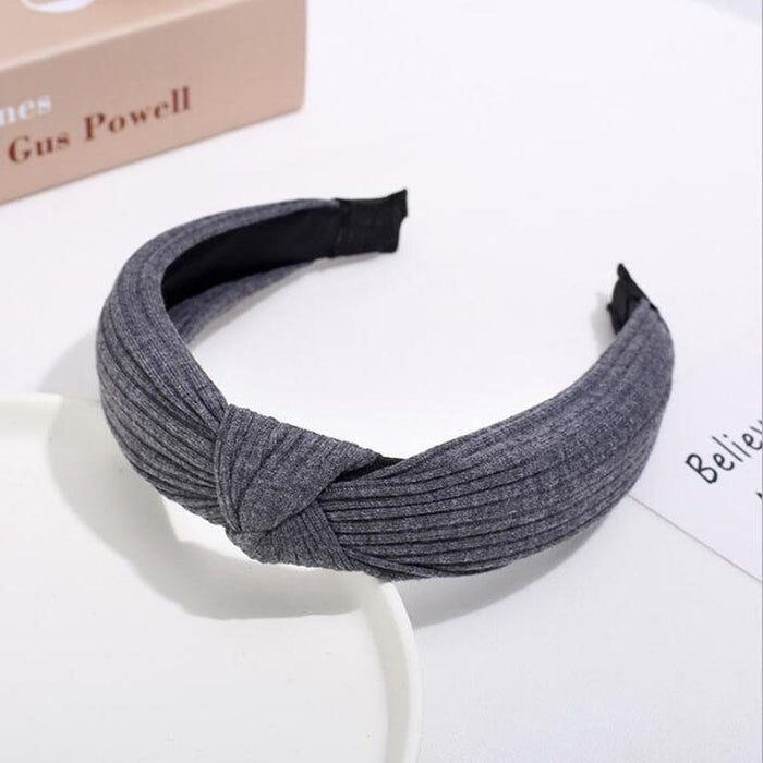 New Flower Headband Women Solid Color Knotted Hairband