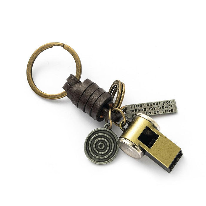 Vintage punk style leather metal key chain creative small gift hand woven car key chain pendant