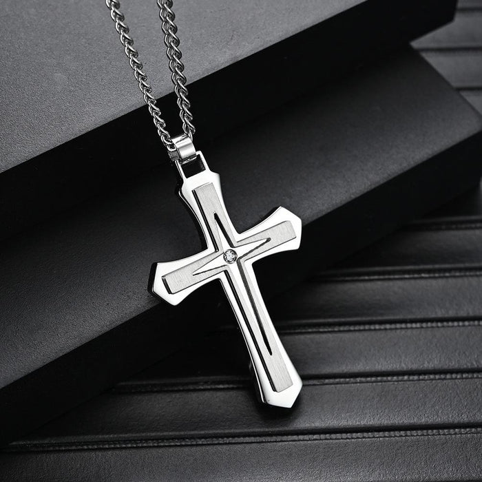 Trendy Titanium Steel Men's Stainless Cross Necklace Pendant