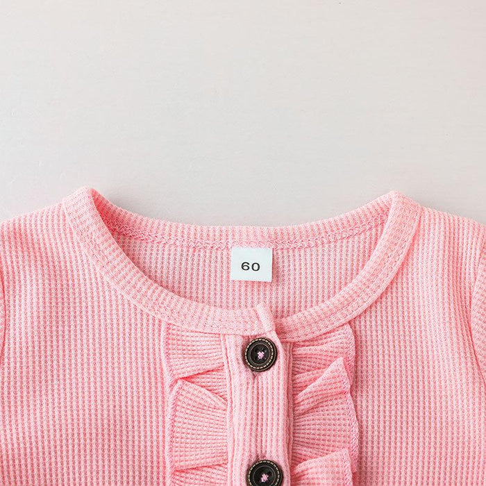 Casual Baby Girl Solid Color Short Sleeve Jumpsuit