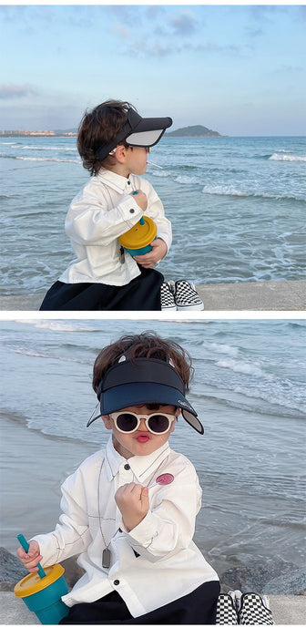 Summer Cute Cat Ears Children‘s Wide Brim Sun Hat