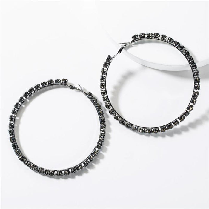 Rhinestone Women Big Round Earrings