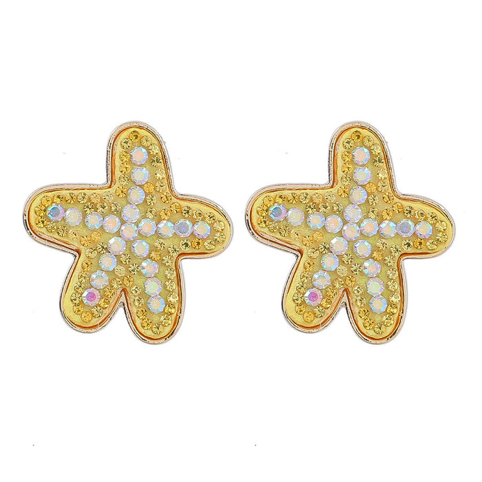 New Summer Beach Leisure Style Starfish Earrings Accessories Inlaid Rhinestone