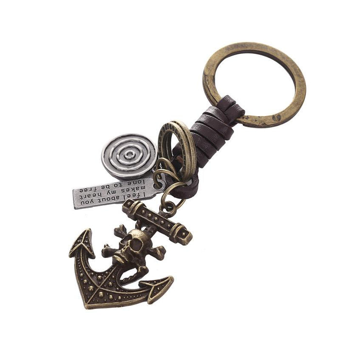 Vintage Keychains punk leather metal Keychains creative personality Keychains