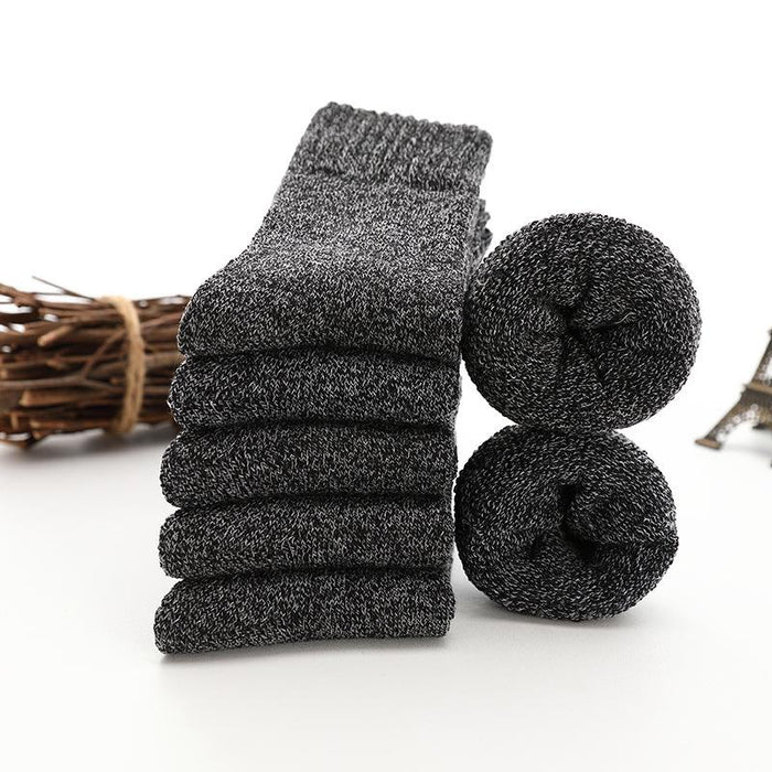 5 pairs Winter Thick Socks Men Super Thicker Solid Sock