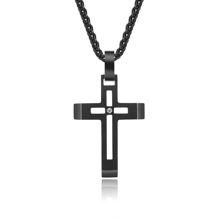 Men's Simple Personalized Titanium Steel Cross Pendant Necklace