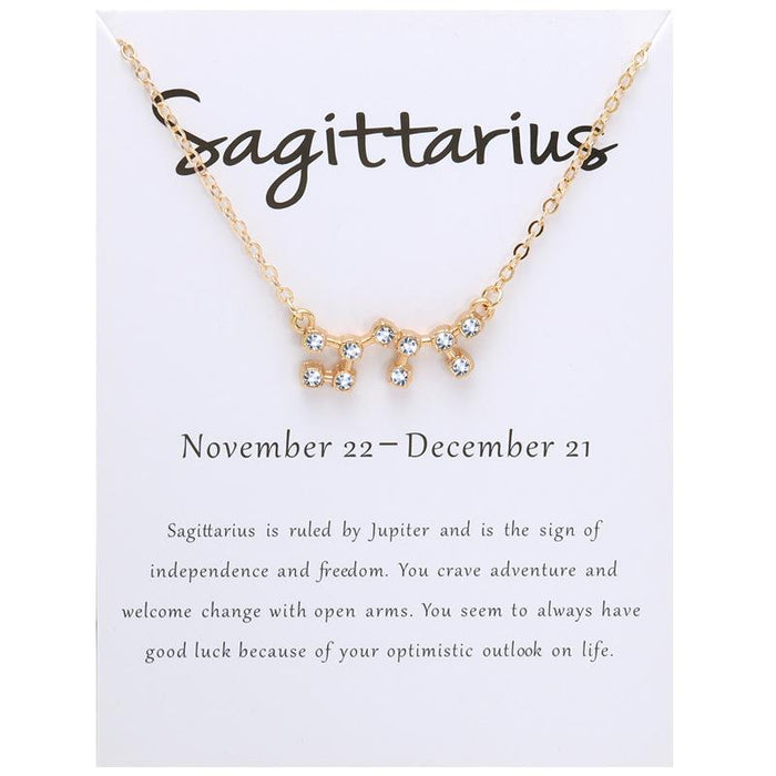 Twelve Constellations Diamond Inlaid Card Clavicle Chain