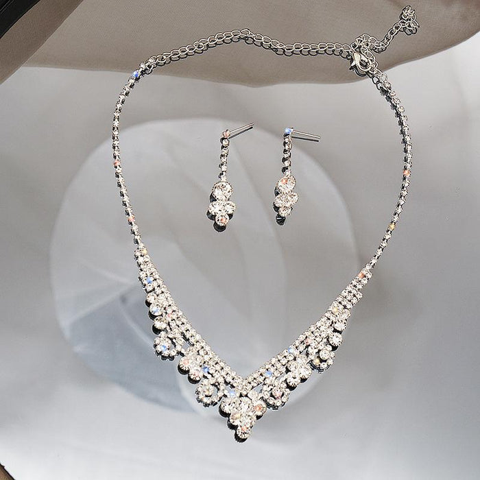 New Fashion Female Jewelry Rhinestone Necklace Earring Set