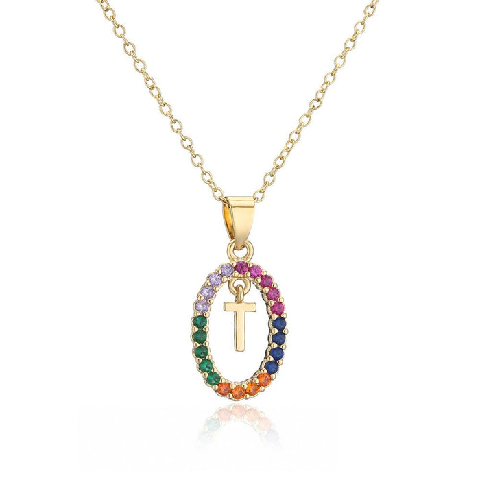 Ins Small Fresh 26 English Letter Zircon Pendant Necklace