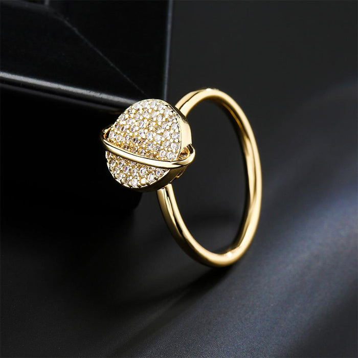 Planet Rotary Gold Color Ring Open Ring