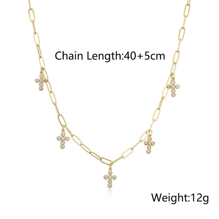 New Short Neck Necklace Zircon Cross Necklace