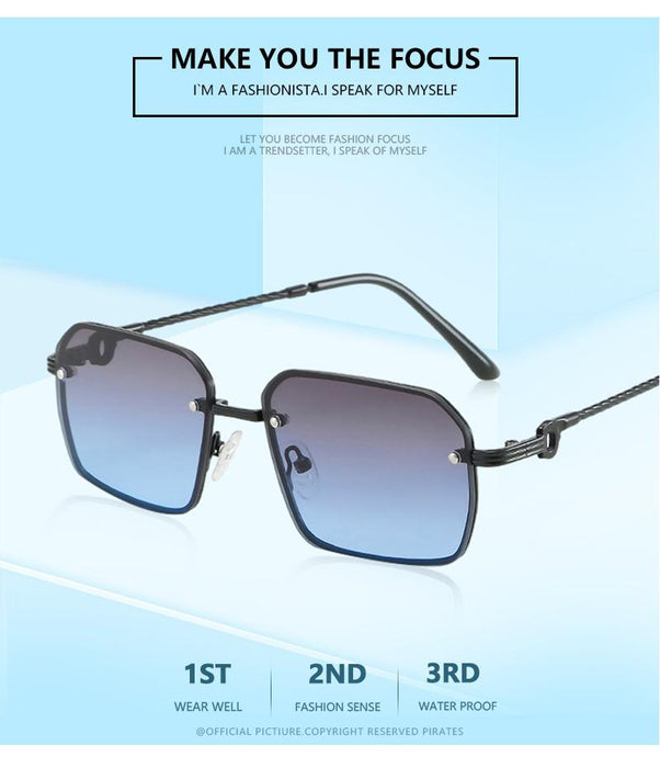 Square small frame Vintage Metal Sunglasses