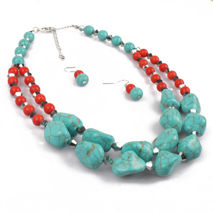 Women's Jewelry Turquoise Exaggerated Retro Necklace Accessories