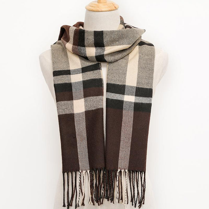 Winter Tassel Lattice Warm Scarves