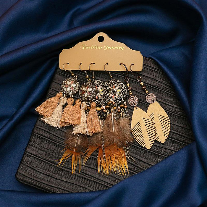 3 pairs/set Earrings Bohemian Style Jewelry X0X36209