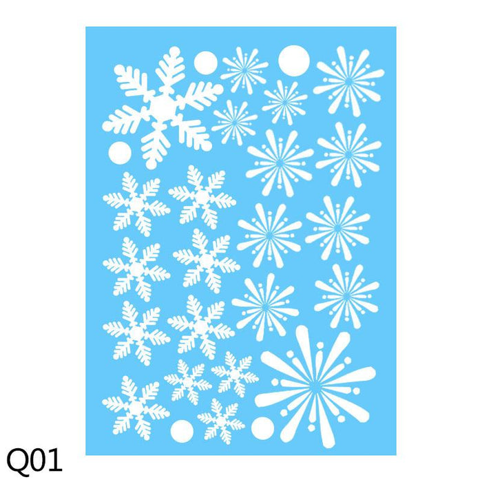1 Sheet Merry Christmas Snowflake Snowman Window Sticker
