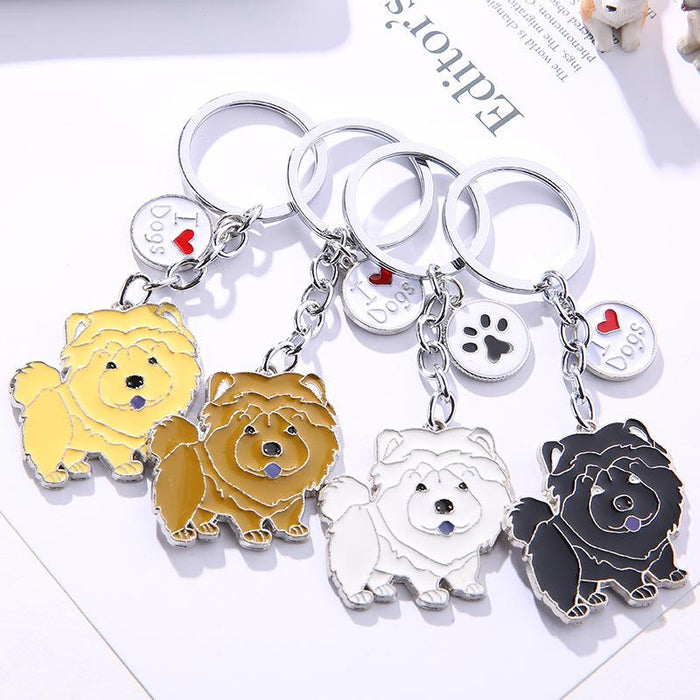 Multicolor Pet Dog Painted Zinc Alloy Keychain