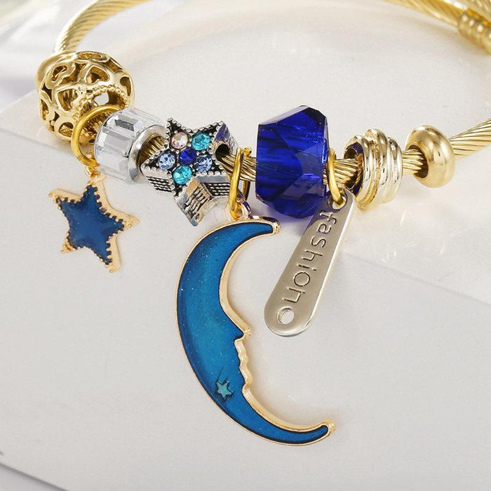 Planet Moon Pendant Open Adjustable Bracelet