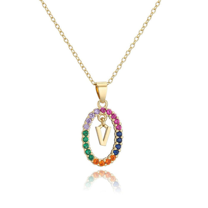 Ins Small Fresh 26 English Letter Zircon Pendant Necklace