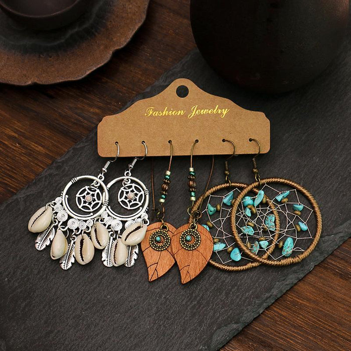 3 pairs/set Earrings Bohemian Style Jewelry  X0X36202