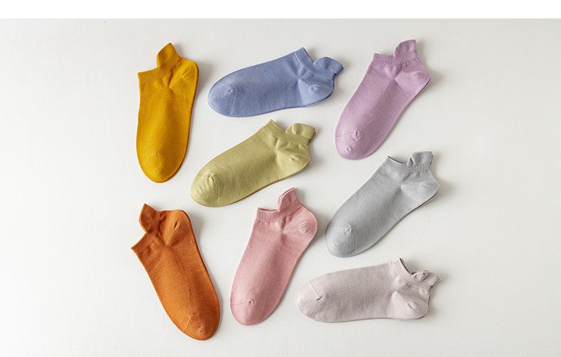 Spring and Summer New Pure Color Ship Socks Cotton Low Top Socks