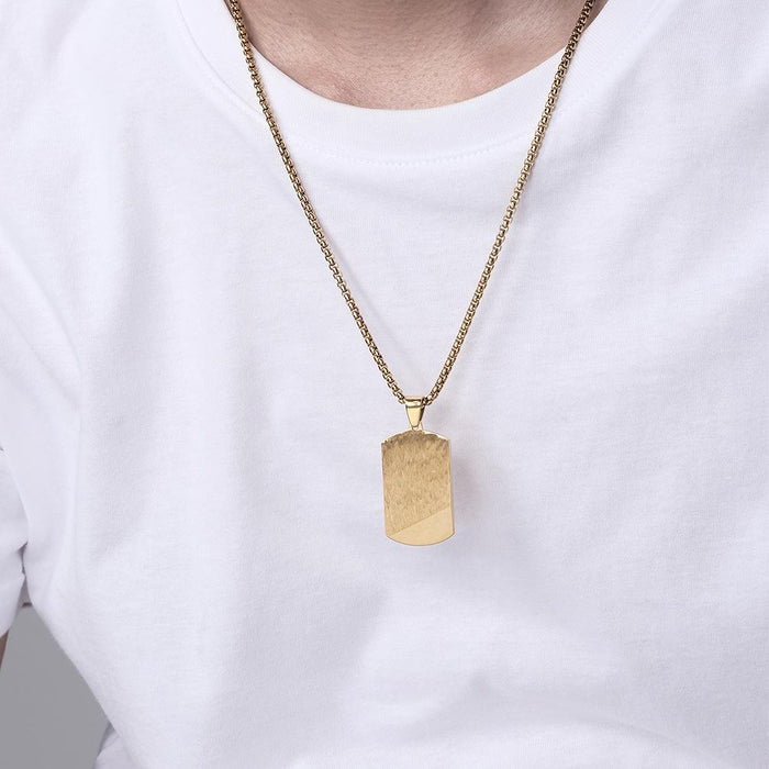 Men's Random Pattern Golden Stainless Steel Pendant Necklace