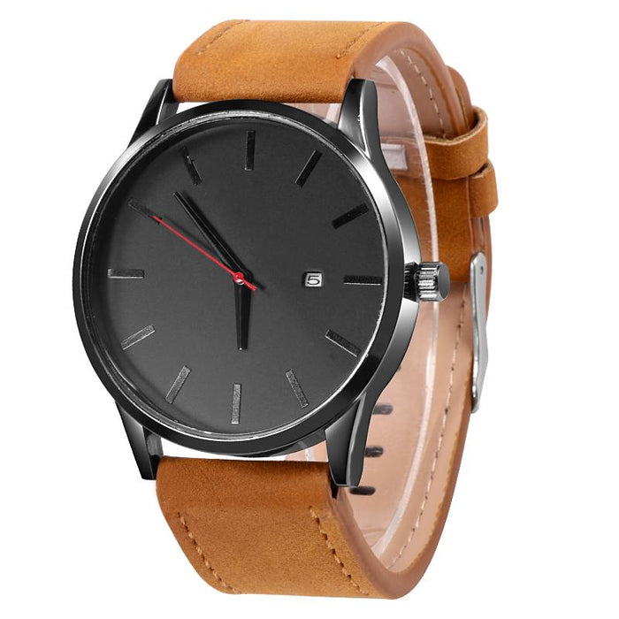 Simple Men Quartz Watch Sport Wristwatch Leather Strap