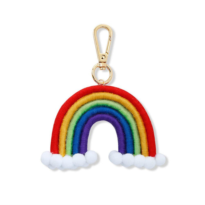 Hand Braided Keychain Rainbow Pendant