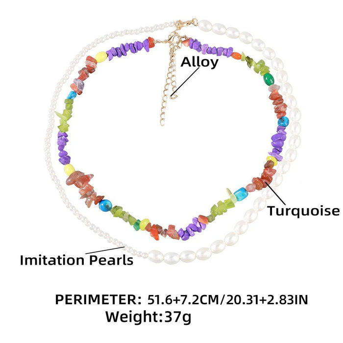 Women's Jewelry Personalized Turquoise Imitation Pearl Two Piece Necklace