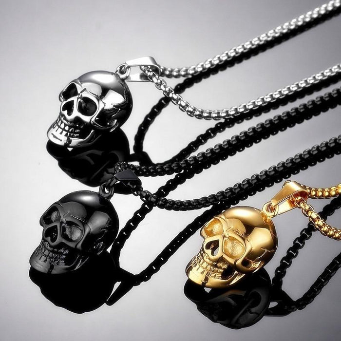 Gold-plated Skull Necklace Punk Jewelry