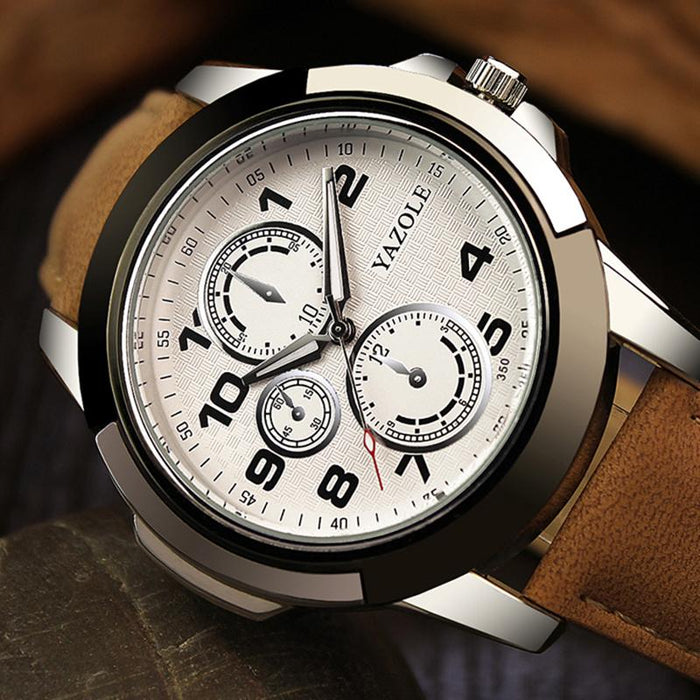 Yazole Sport Men Watch Top Brand Luxury Famous Quartz Watch Leather Clock