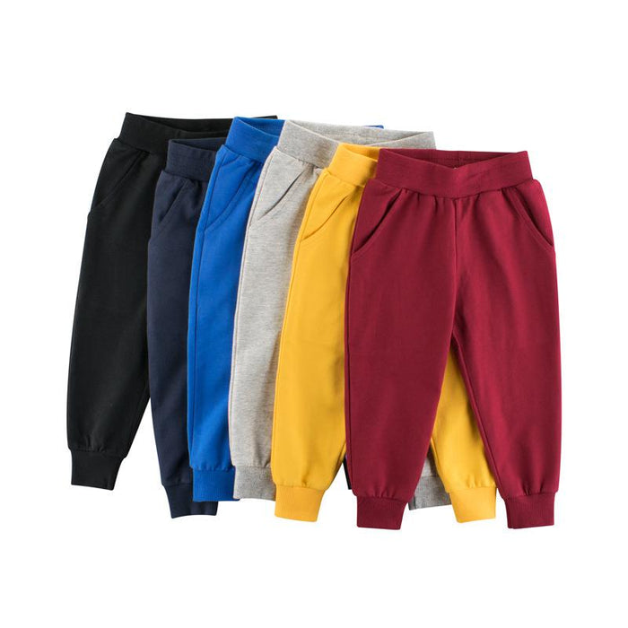 Solid color children's sports pants boys' casual pants