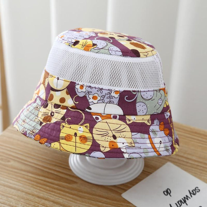 Summer Cartoon Print Children's Outdoor Mesh Hat