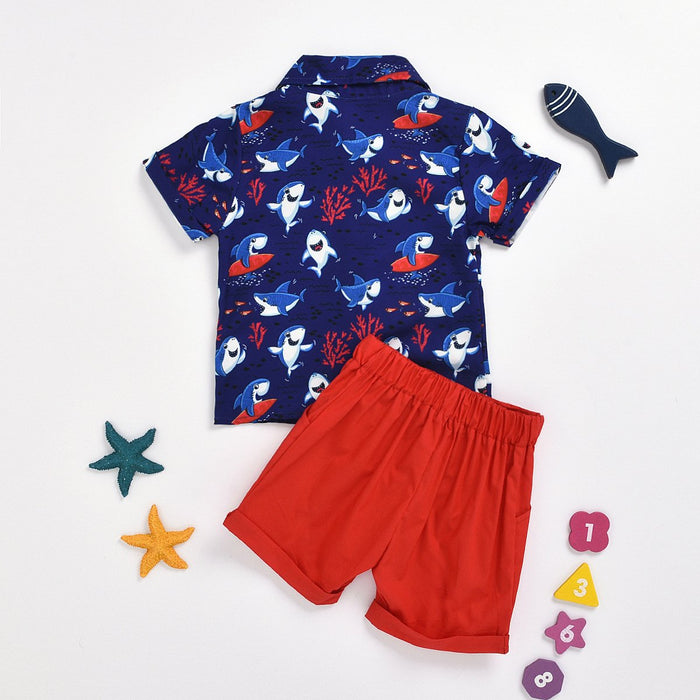 Shark gentleman boys' short sleeve suit