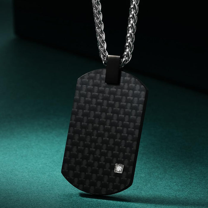 Solid Pure Carbon Stainless Steel Hangtag Retro Necklace