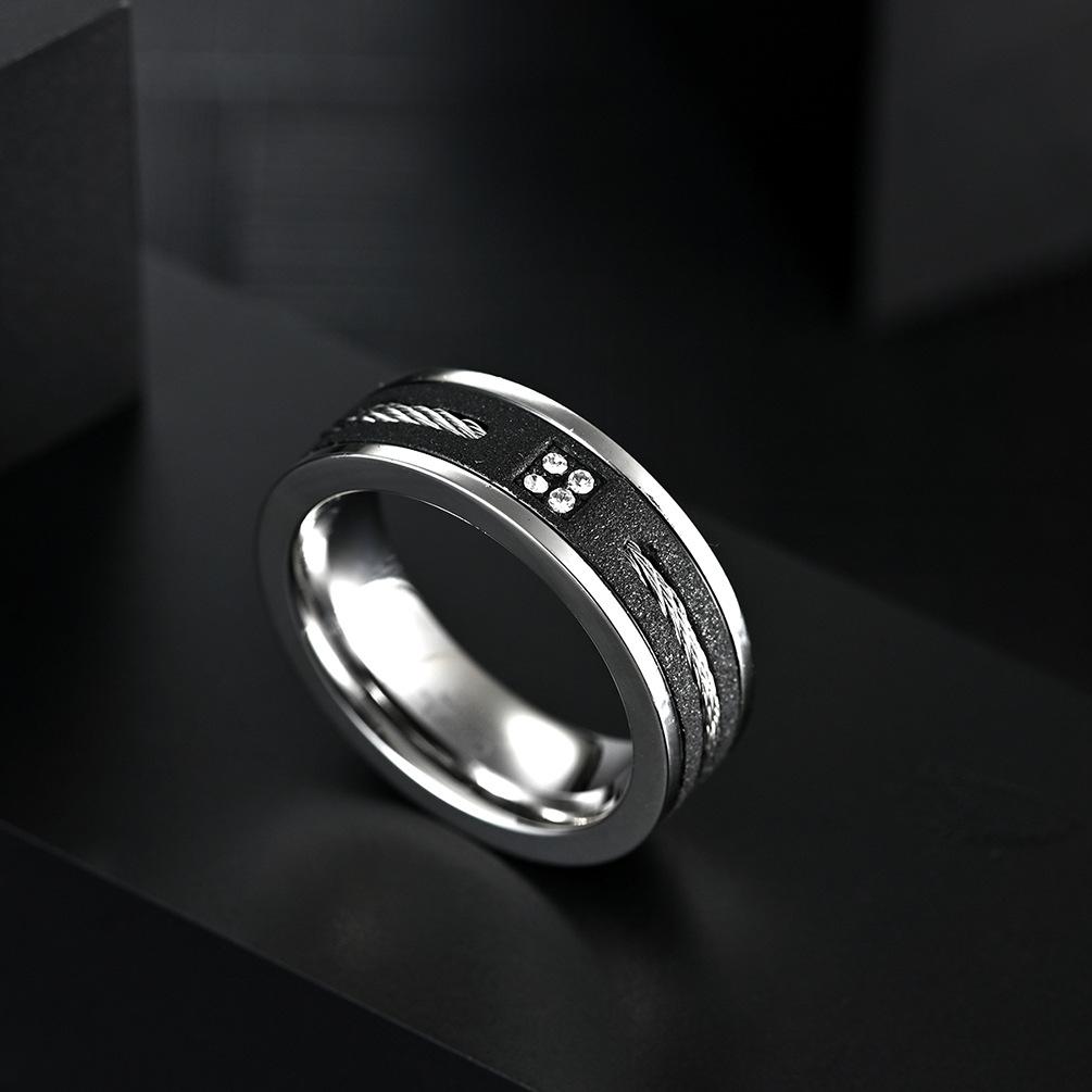 Steel Wire Rope Rings Men's Frosted Stainless Steel Wire Rope Ring — BFFwholesale