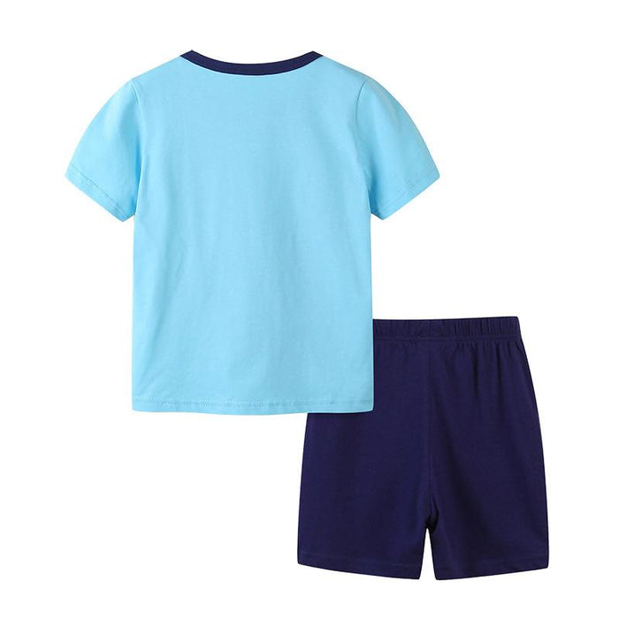 Children's short sleeve set, medium and small children's shorts, two-piece set