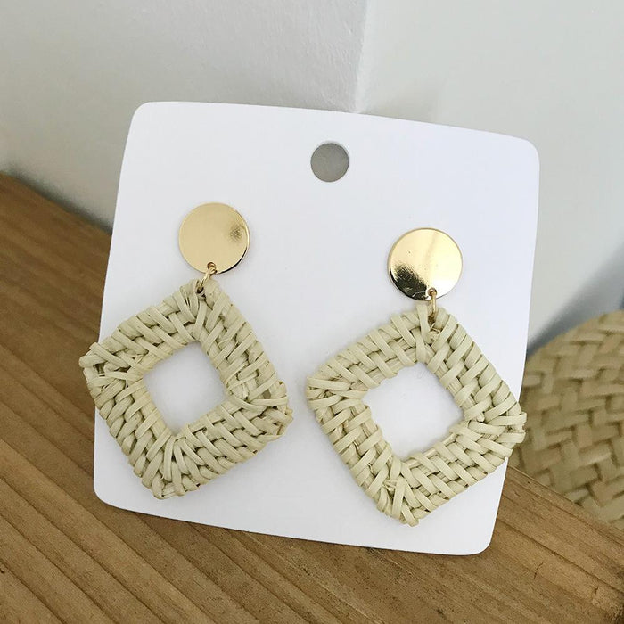 Bohemian Long Handmade Rattan Tassel Earrings