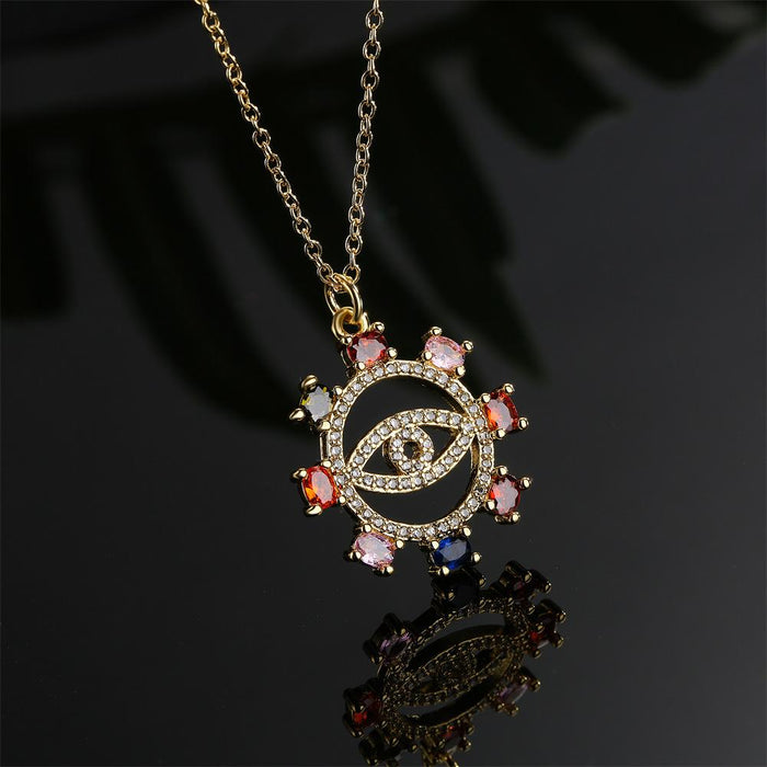 Colorful Zircon Devil's Eye Pendant Women's Necklace