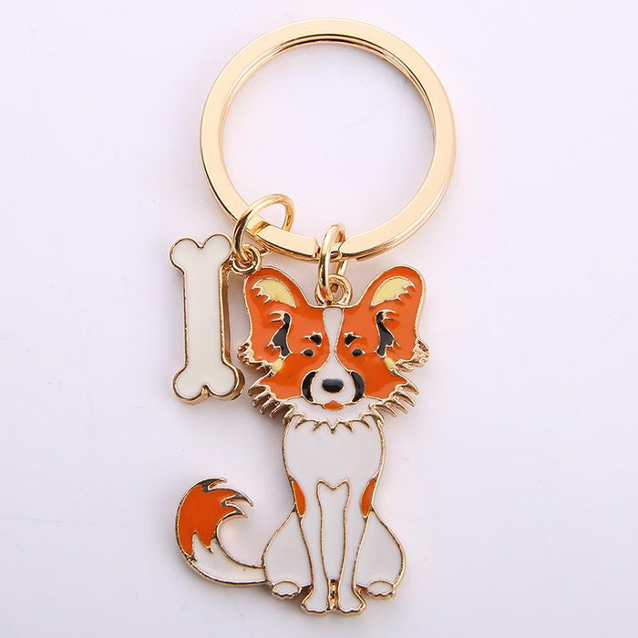 Multicolor Pet Dog Painted Zinc Alloy Keychain