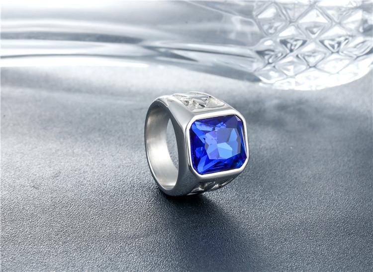 Personality Punk Cross Men's Titanium Steel Gem Ring Foreign Trade Jewelry