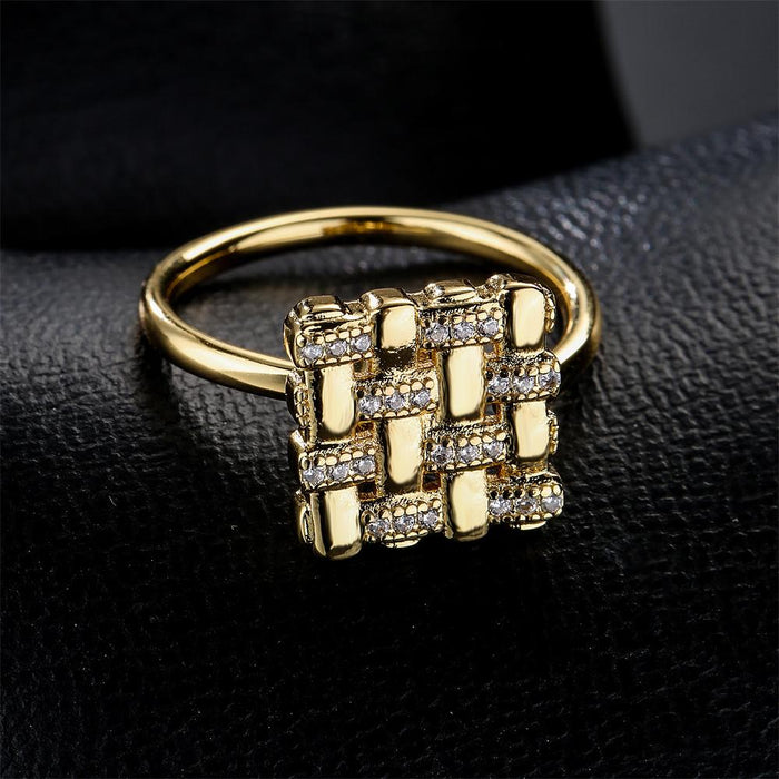 New Rotatable Gold Geometric Opening Ring
