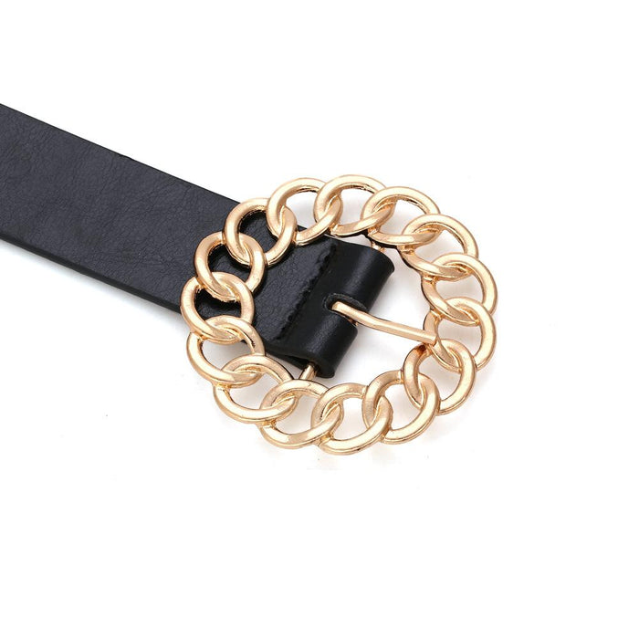 Hollow Chain Geometric Circular Pin Buckle Belt