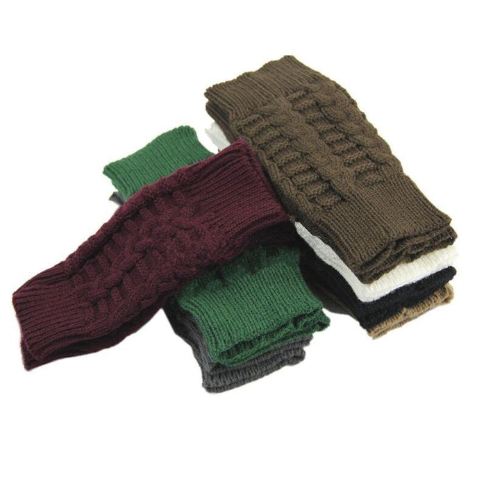 Half Finger Gloves for Women Winter Soft Warm Wool Knitting Arm Gloves