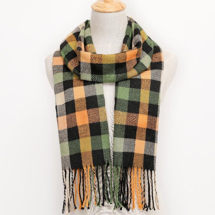 Winter Tassel Lattice Warm Scarves