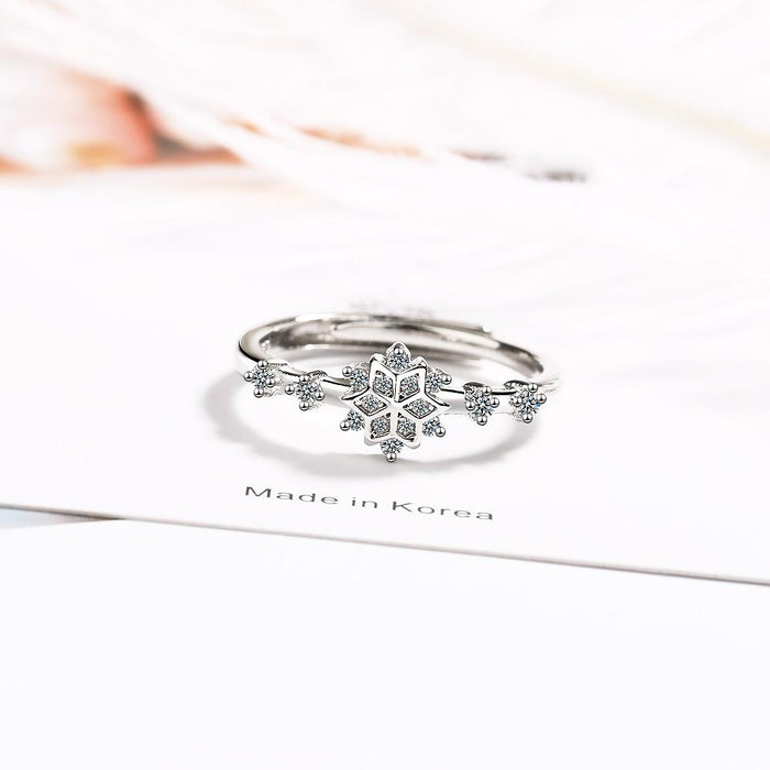 New Simple and Personalized Snowflake Open Ring