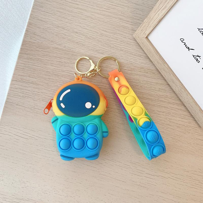 Small Keychain Coin Purse Spaceman Bear Fingertip Toy