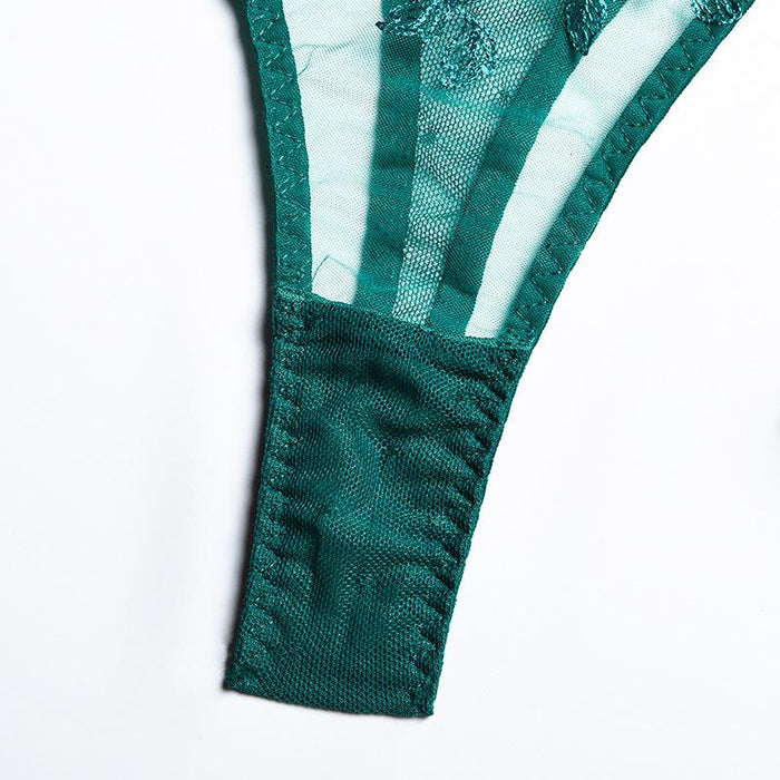 Women's Sexy Flower Embroidery Lace Push Up Underwear Set