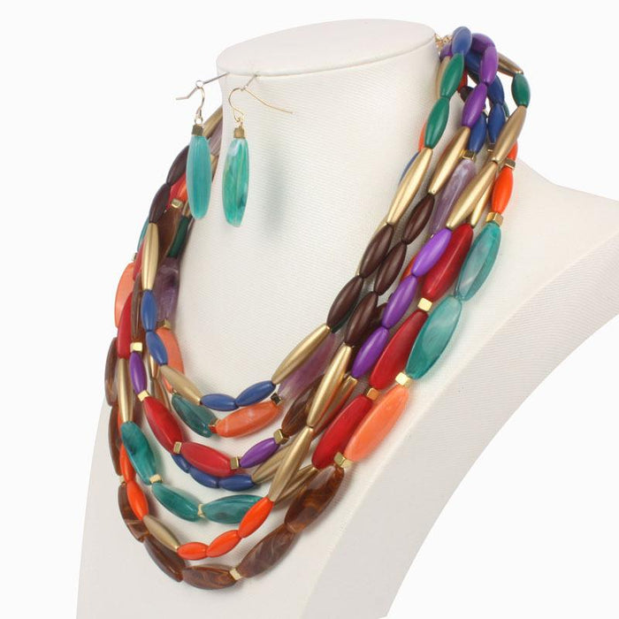 Fashion Exaggerated Multi-layer Two-color Female Jewelry Personality Necklace