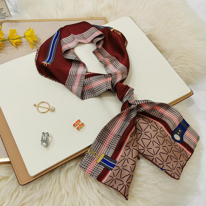 Imitation  scarf thin narrow strip leopard pattern simple waist chain scarf